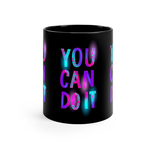 Neon Magic 11oz Black Mug - Empower Your Day with Style