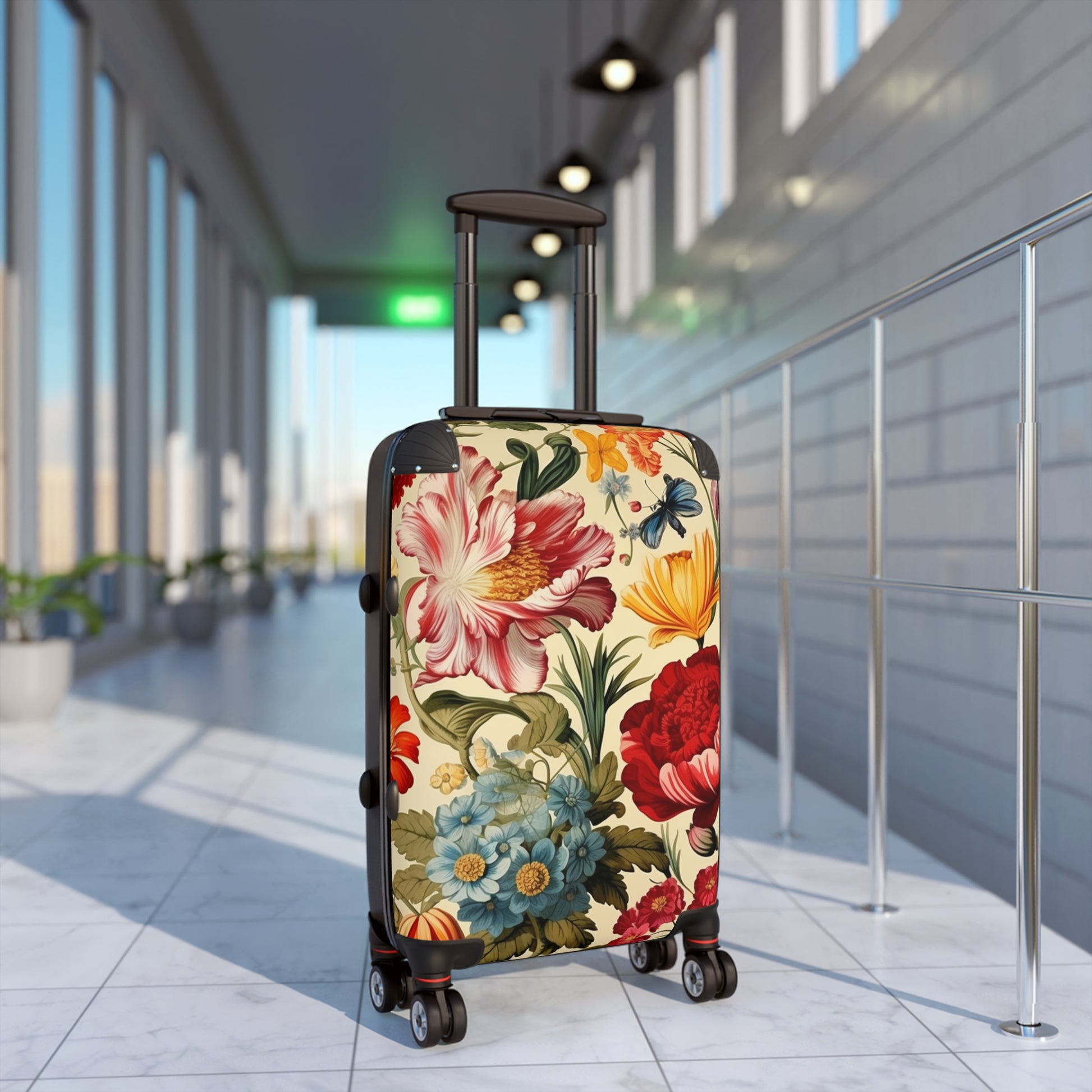 travel suitcase floral print, suitcase with wheels floral,