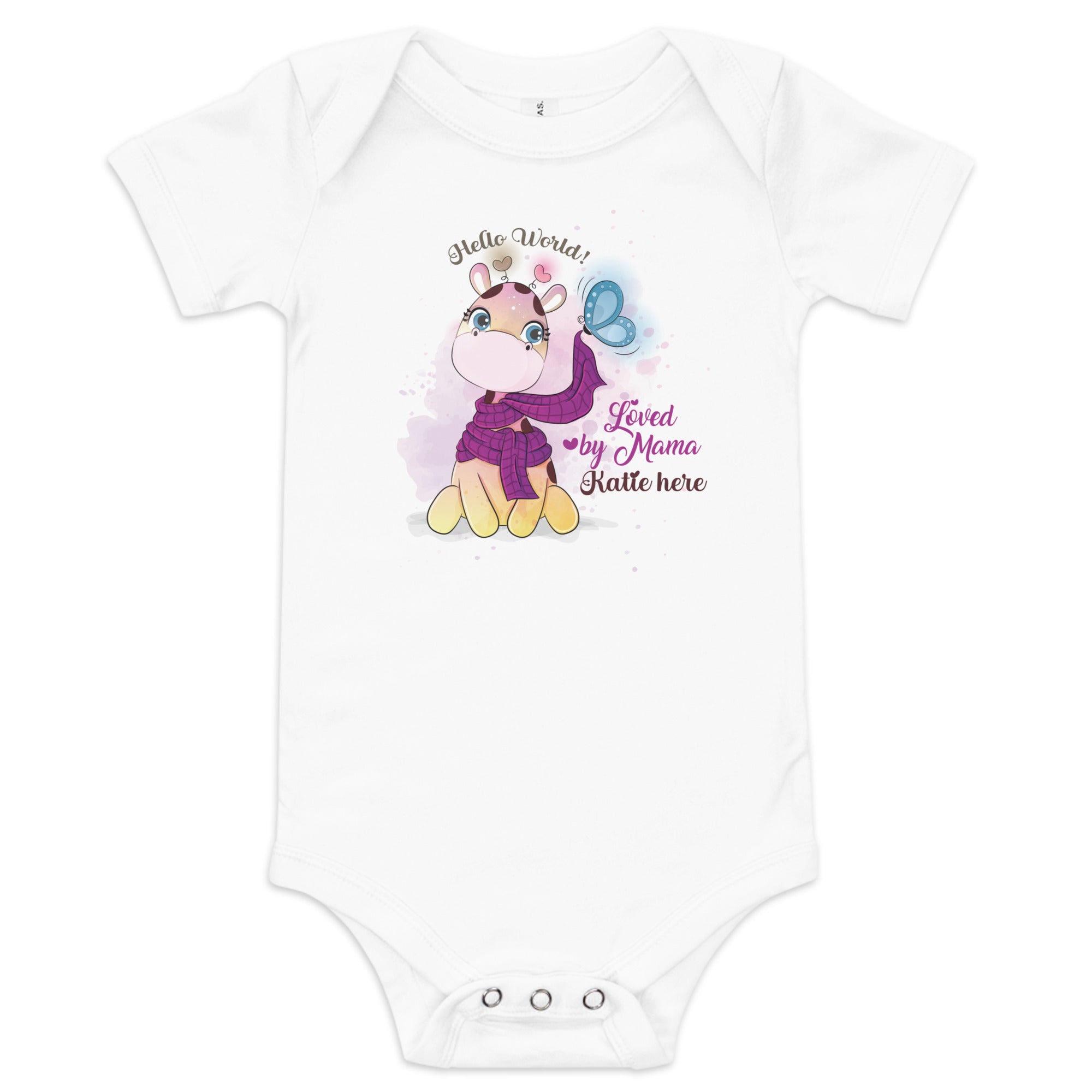 Hello World! Loved by Mama, Baby short sleeve one piece