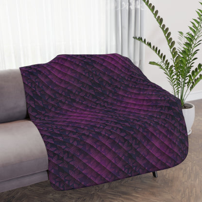 Niccie's Luxurious Purple Floral Pattern Tan Sherpa Blanket - Cozy Elegance for Every Season
