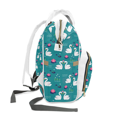 Niccie's Swan Pattern Diaper Backpack: Stylish & Versatile Baby Bag