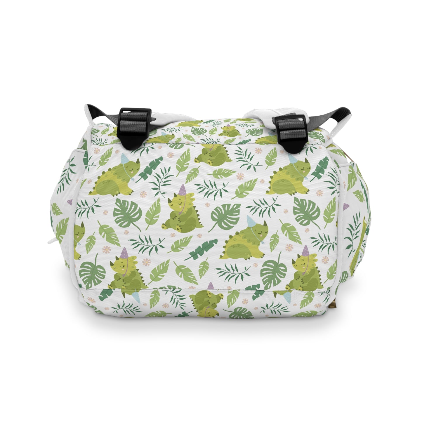 Niccie's Dino Pattern Palm Leaves Diaper Backpack: Trendy Multifunctional Bag