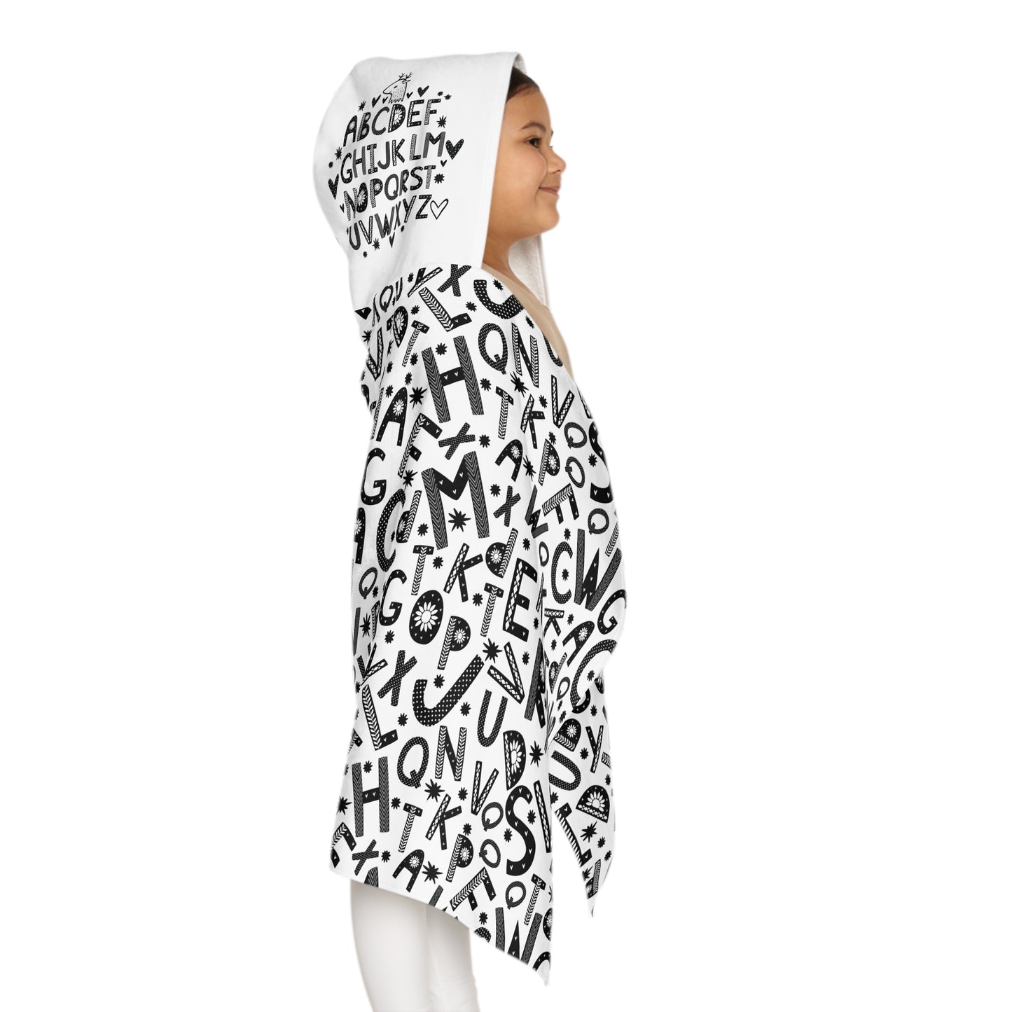 Niccie's Adorable ABC Pattern Youth Hooded Towel - Kids Bathrobe
