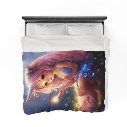 Niccie's Enchanting Unicorn and Fairy Velveteen Plush Blanket