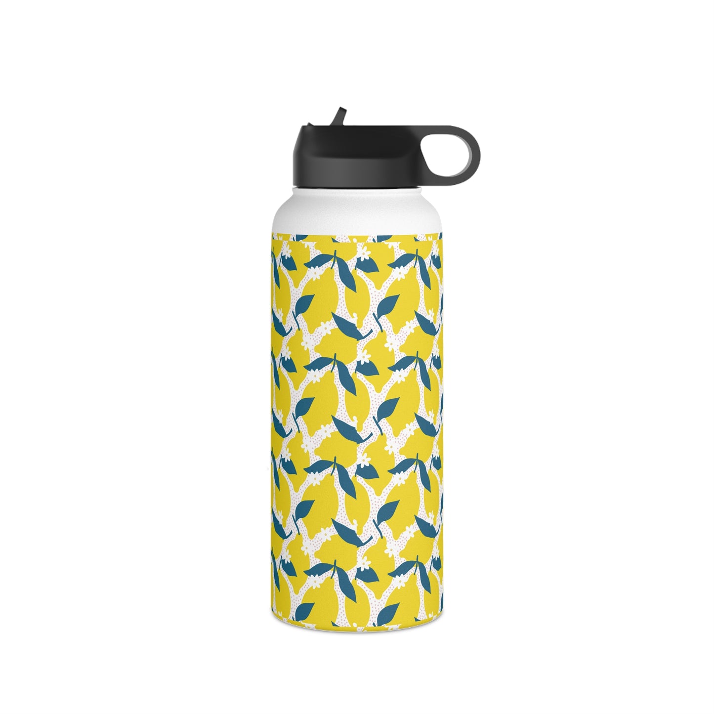 Niccie Lemon Pattern Stainless Steel Water Bottle-Durable Design
