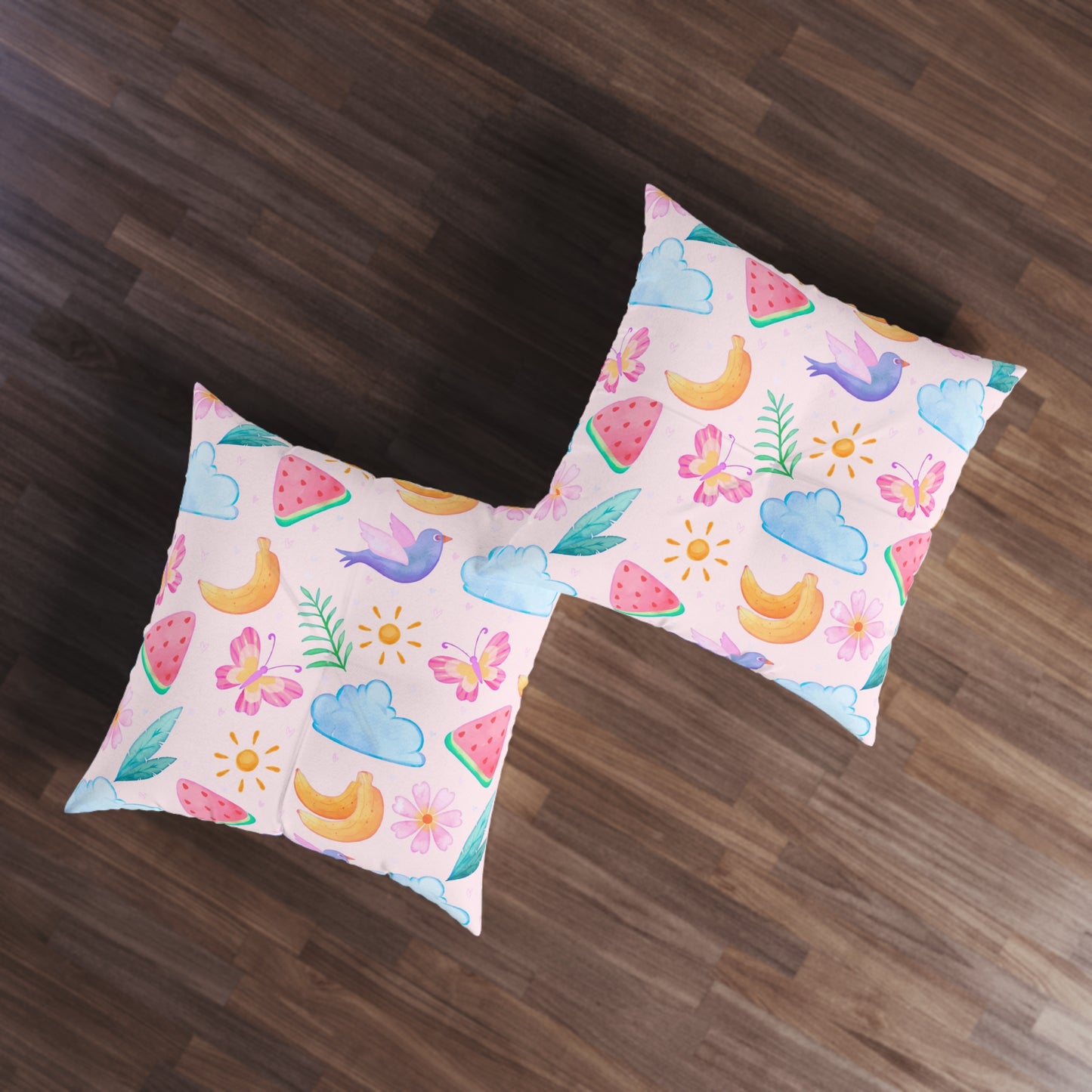 Niccie Vibrant Square Cushion: Colorful Pattern Floor Pillow