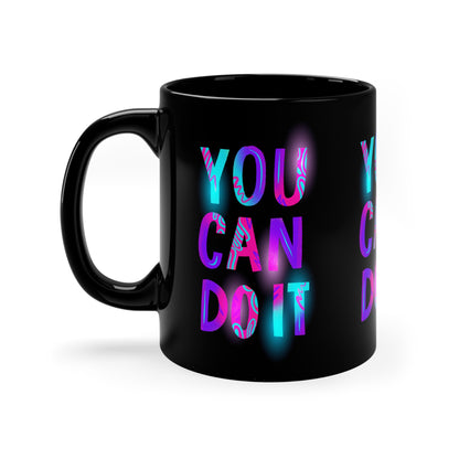 Niccie's Neon Magic 11oz Black Mug - Empower Your Day with Style