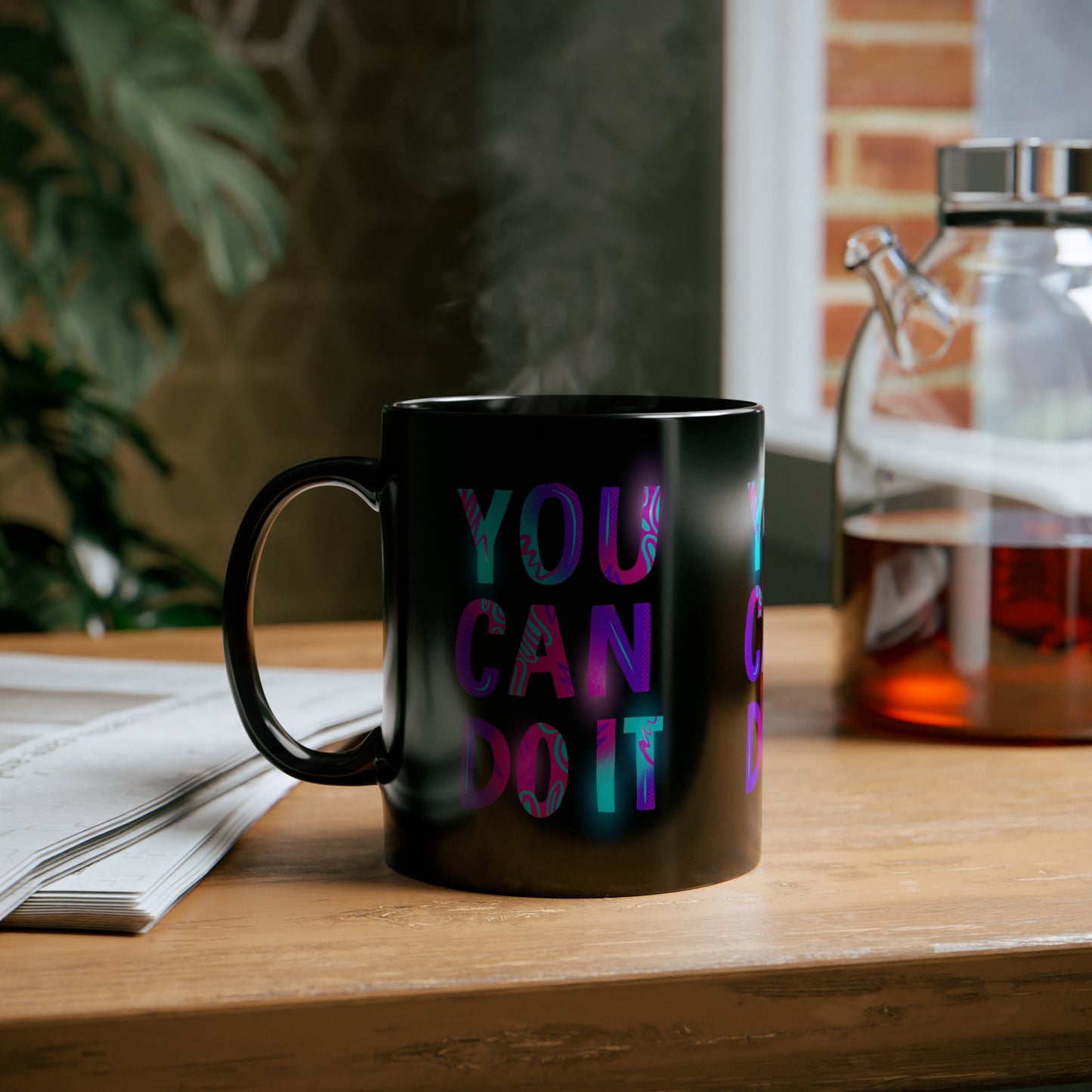 Niccie's Neon Magic 11oz Black Mug - Empower Your Day with Style