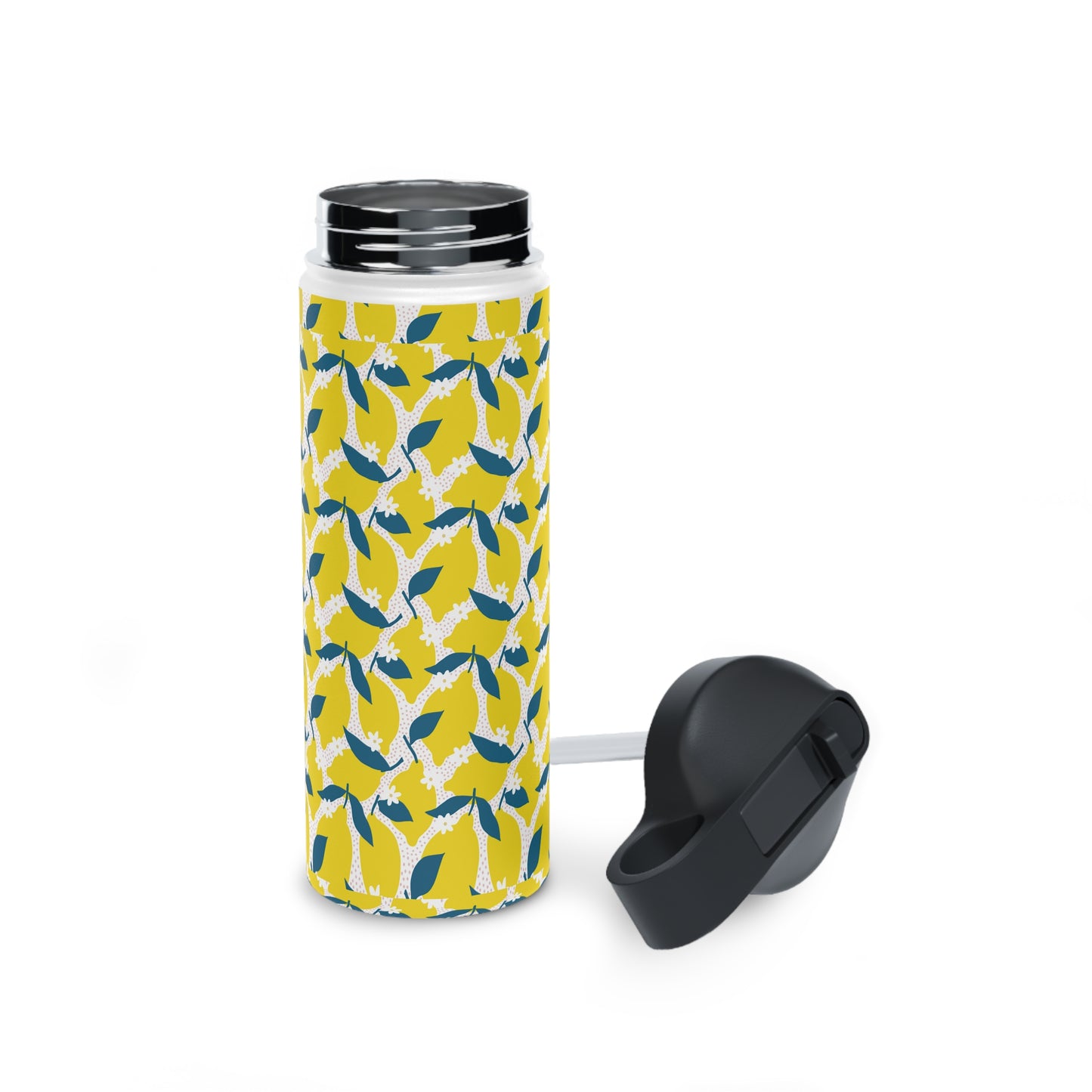 Niccie Lemon Pattern Stainless Steel Water Bottle-Durable Design