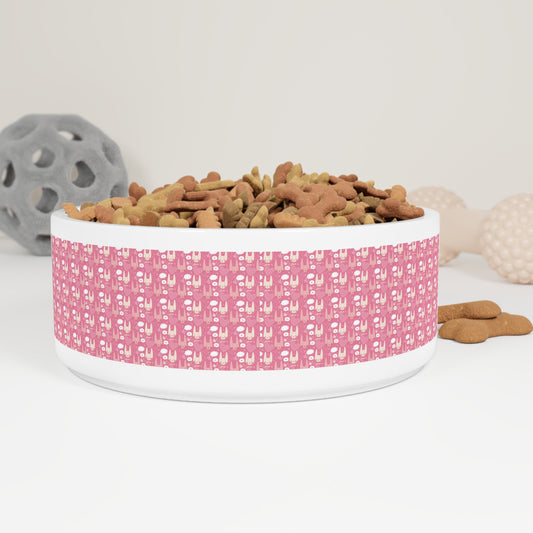 Niccie's Pink Cat Pattern Pet Bowl - Adorable Feline Dish