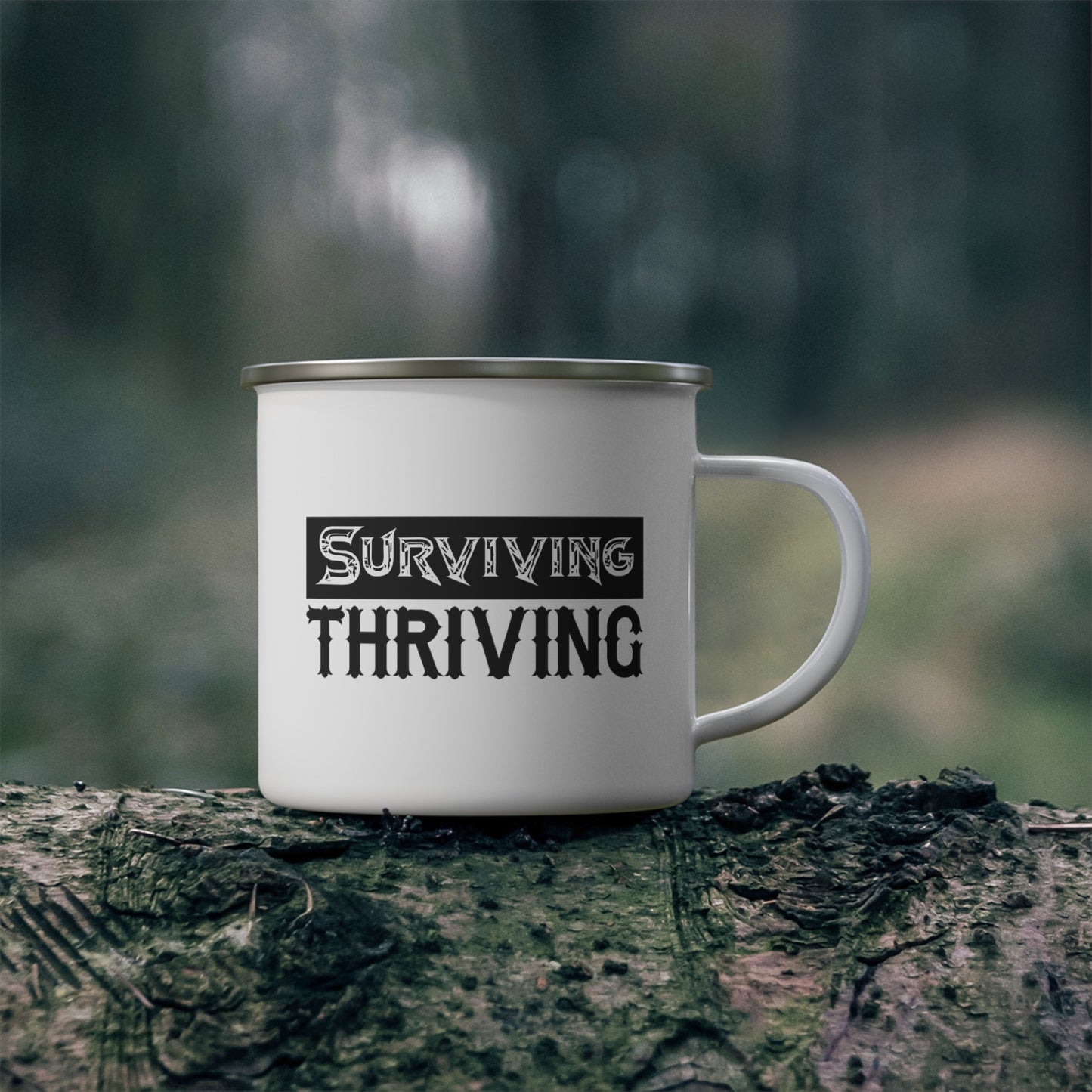Niccie's Surviving Thriving - Enamel Camping/Travel Mug