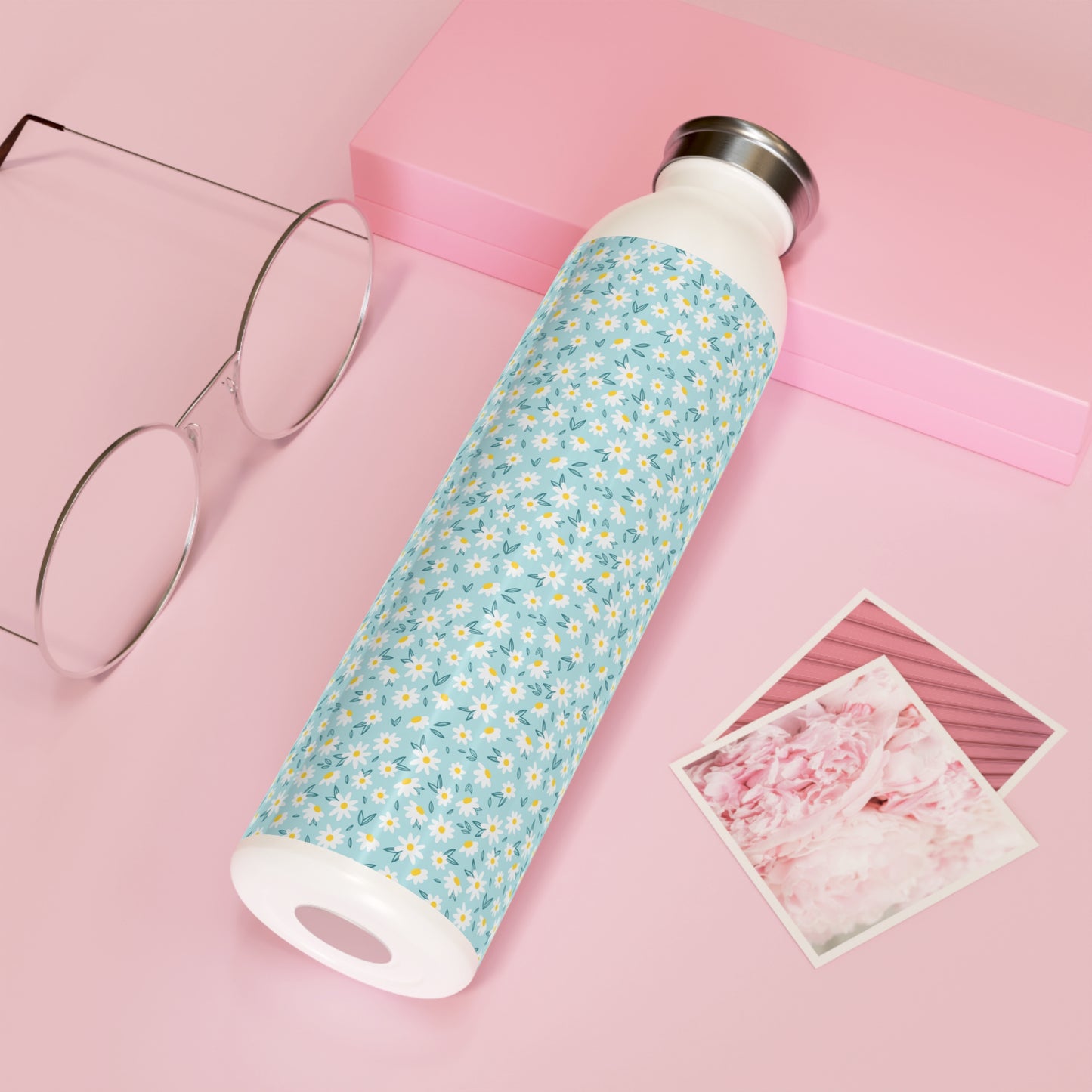 Niccie's Elegant Floral Pattern Slim Water Bottle - Stylish & Functional