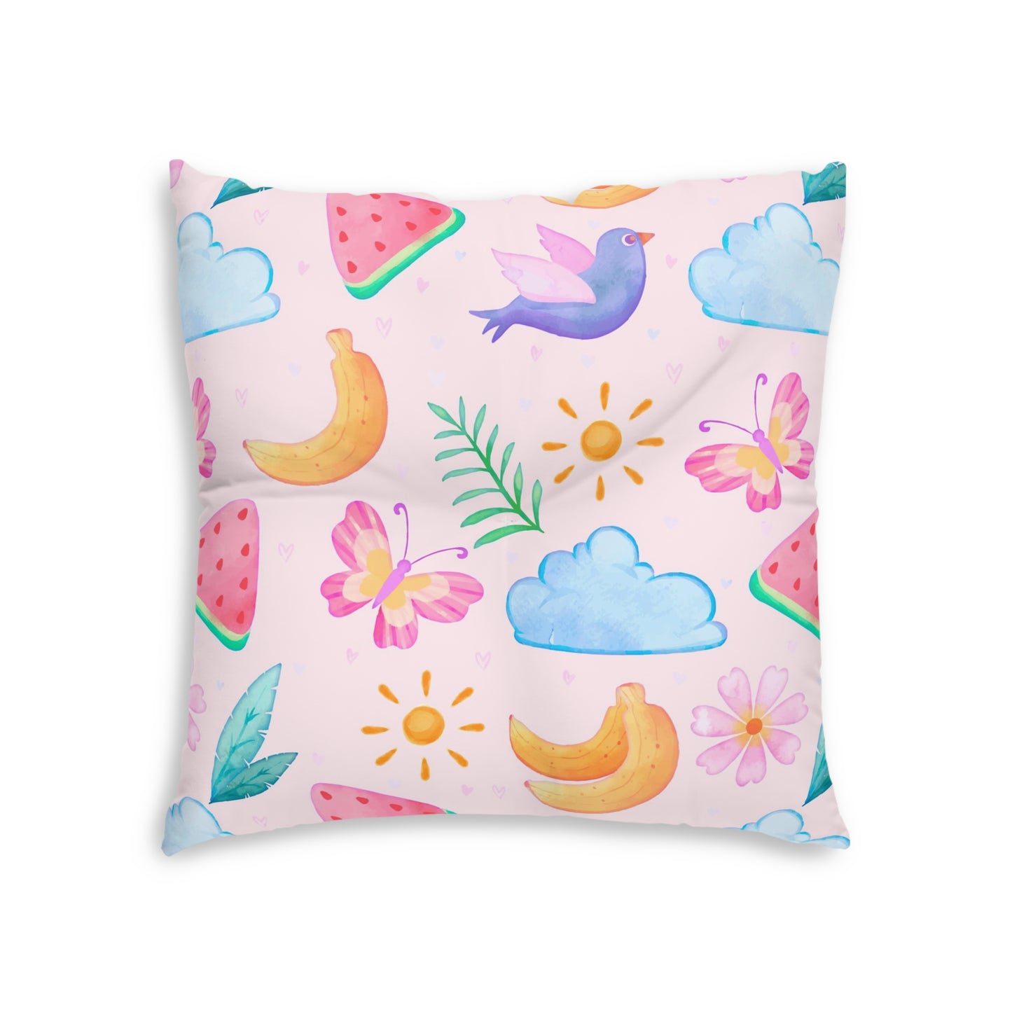 Niccie's Vibrant Square Cushion: Colorful Pattern Tufted Floor Pillow