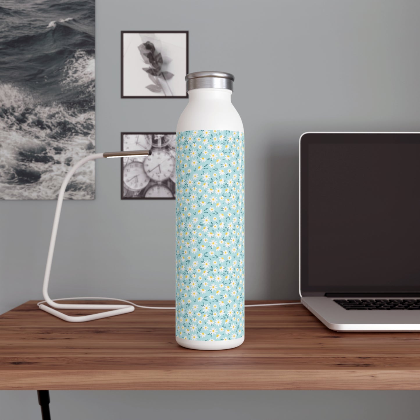 Niccie's Elegant Floral Pattern Slim Water Bottle - Stylish & Functional