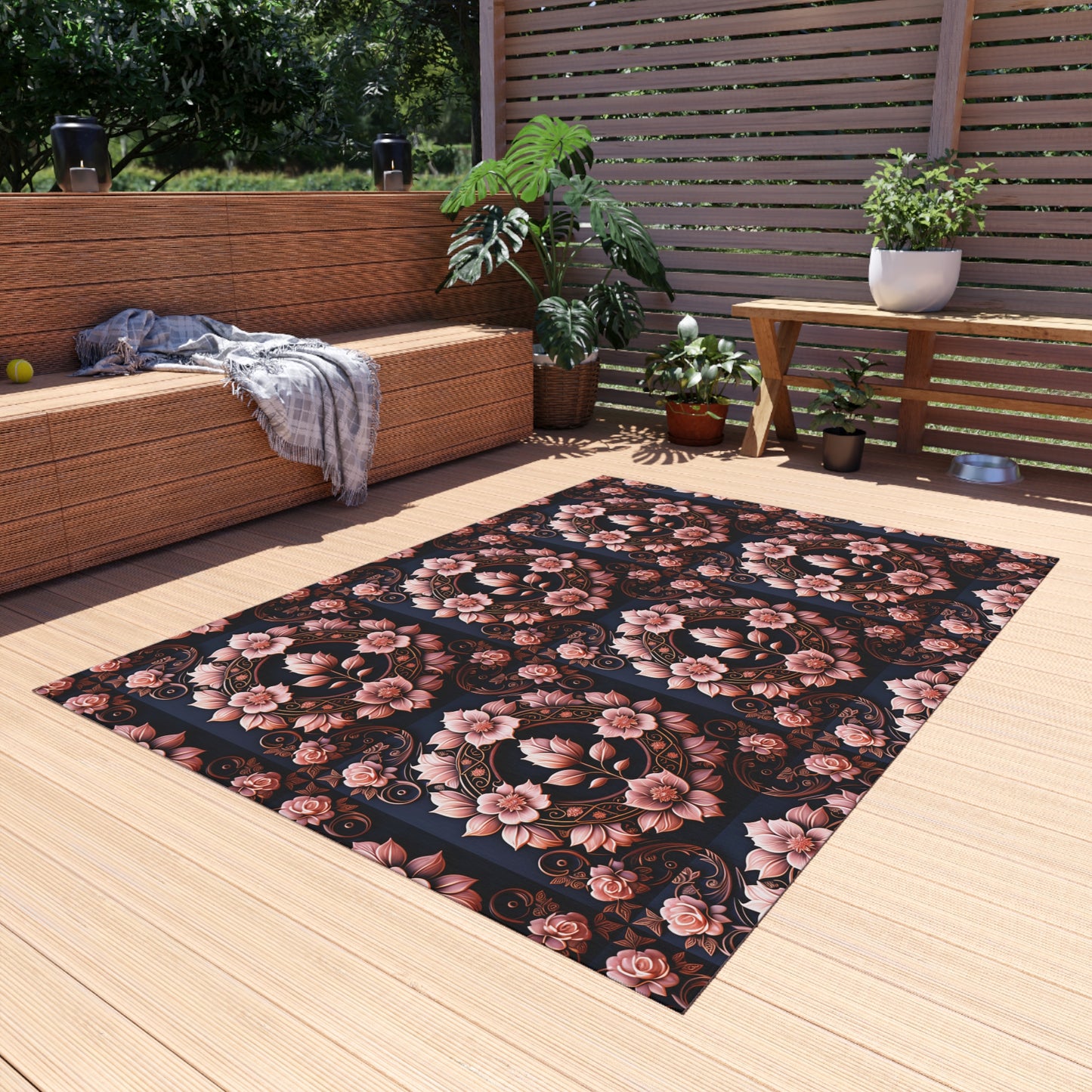 Niccie Royal Rose Picnic Rug - Outdoor Party Mat for Stylish