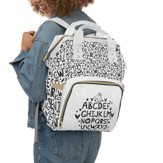 Niccie's Doodle Alphabet Patterns Diaper Backpack - Multi-Function Baby Bag