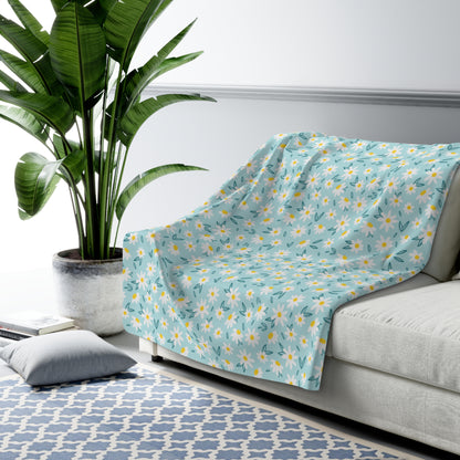 Niccie's Luxurious Flower Design Sherpa Fleece Blanket - Cozy Floral Comfort